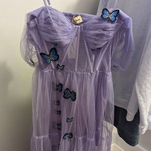 ASOS lavender butterfly corset tulle dress